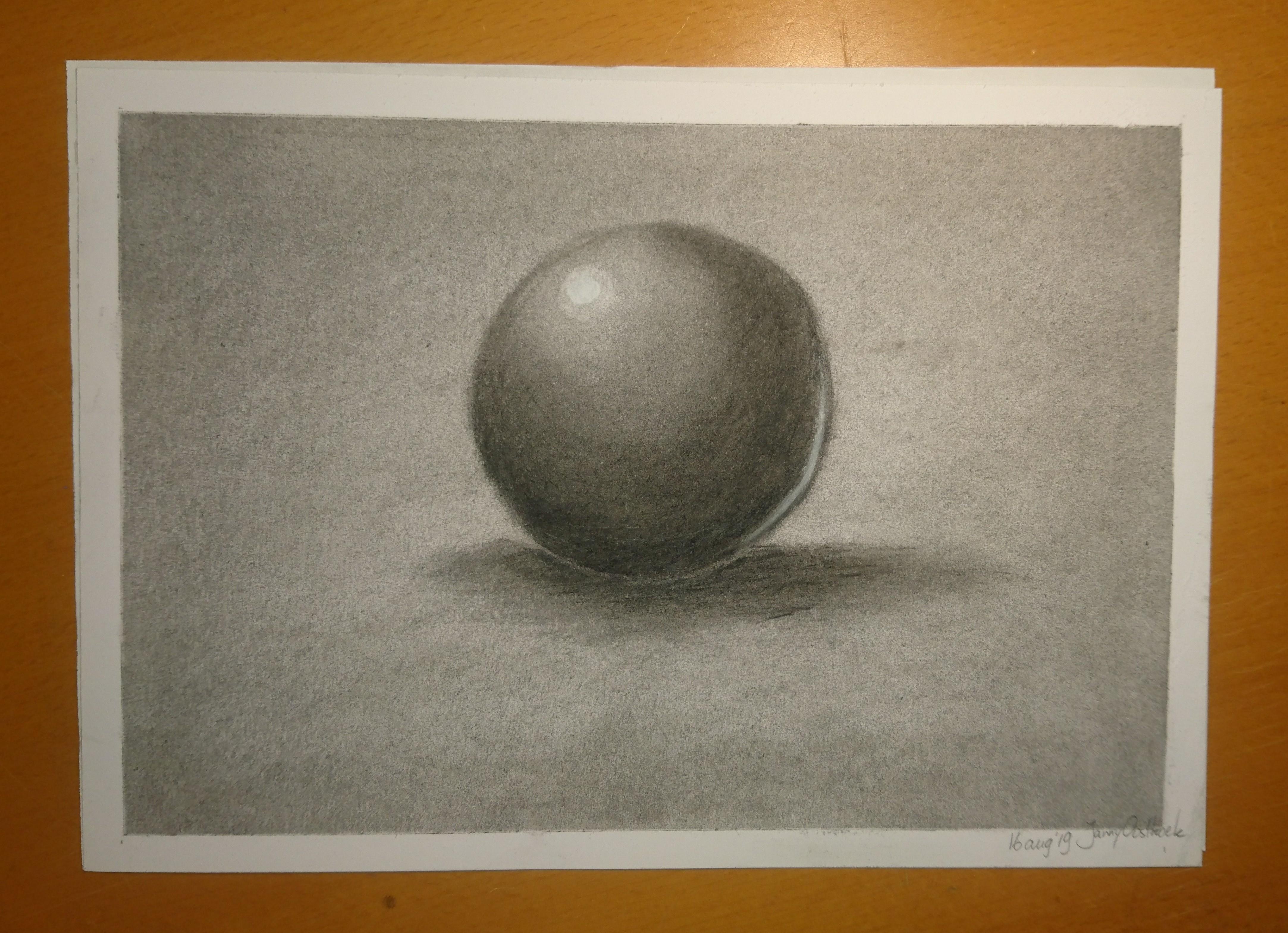 Houtskool 3D bol - student project
