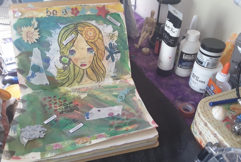 Create a sweet mixed media art journal girl