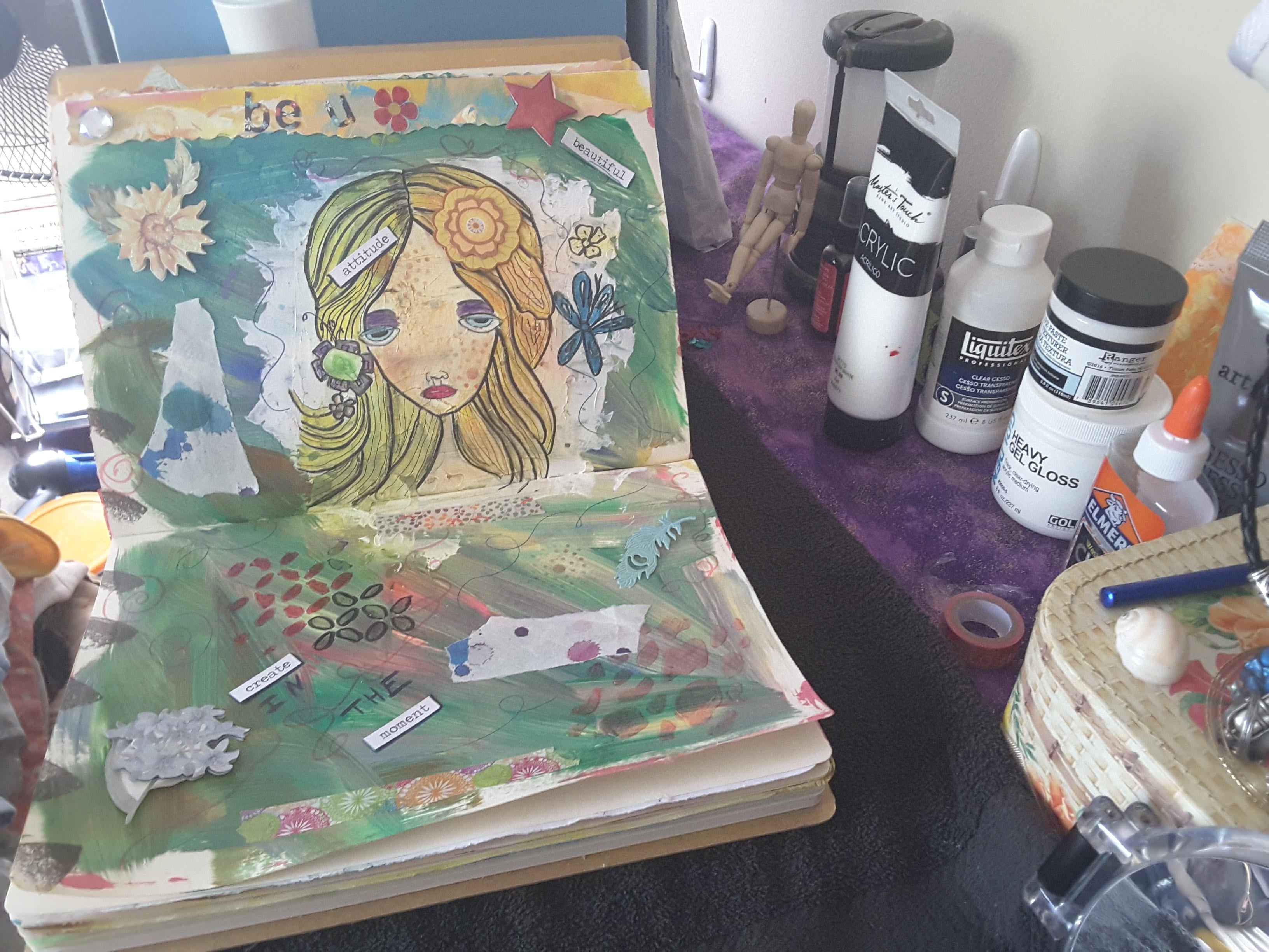 Create a sweet mixed media art journal girl - student project