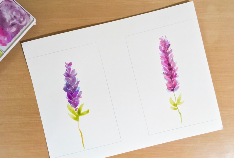 My first and second attempt at watercolor lavender