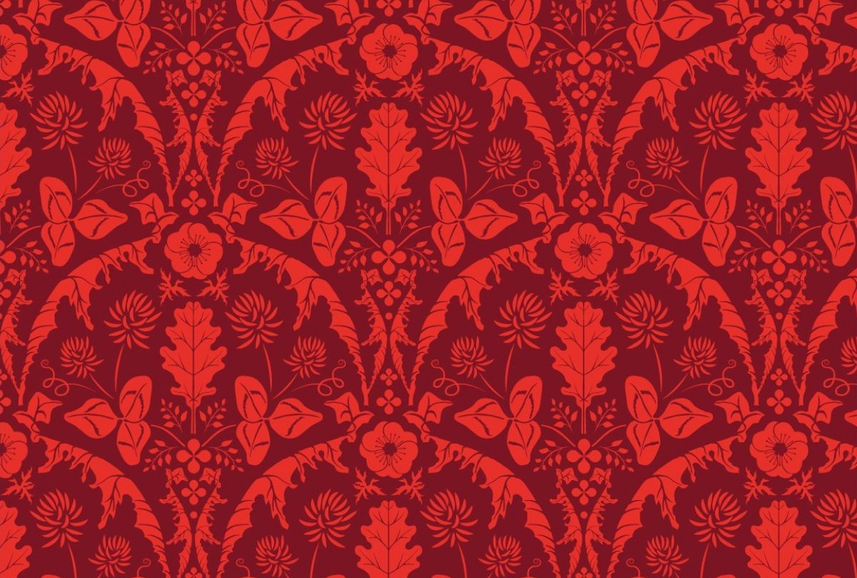 Damask of gathered greenery - student project