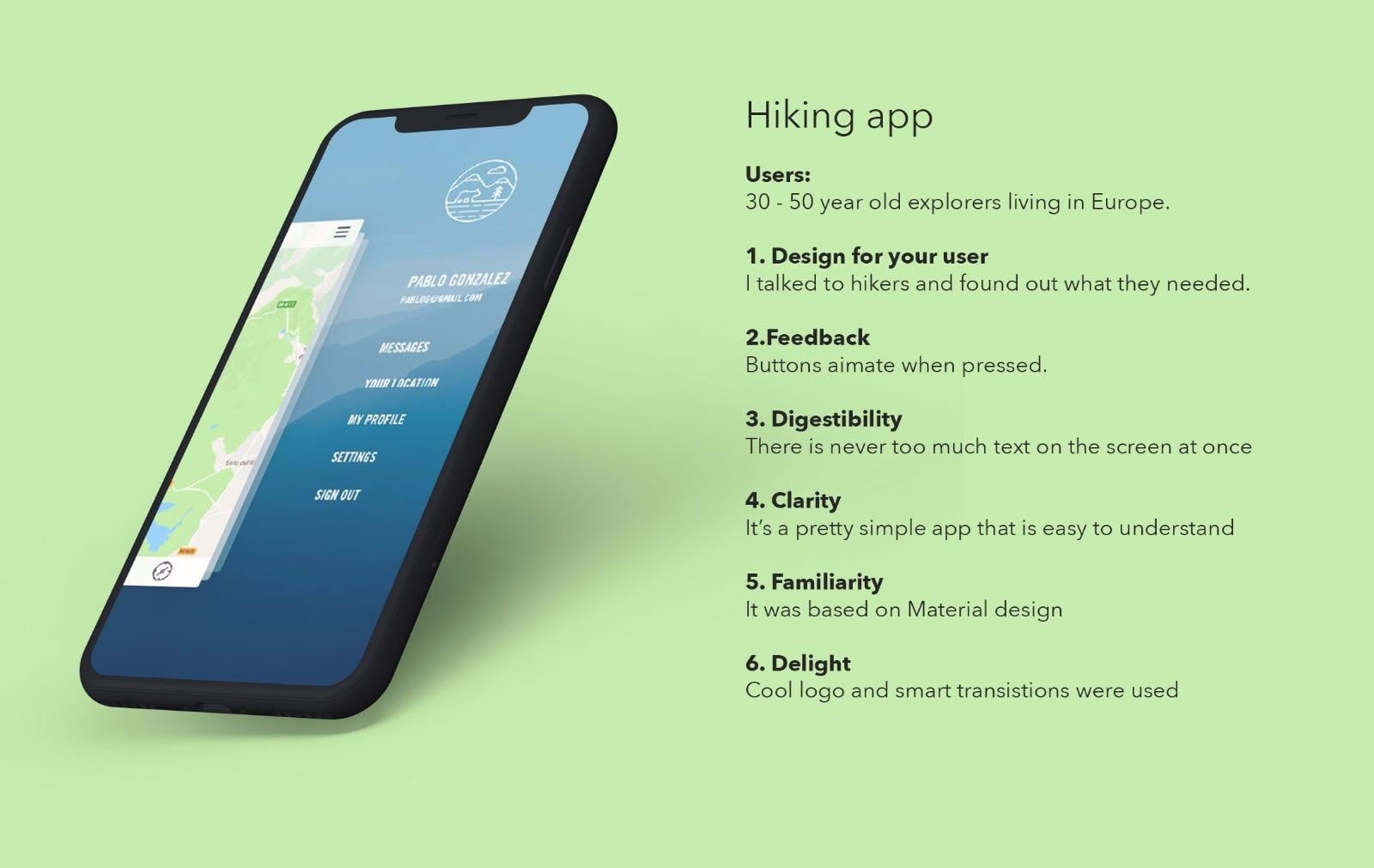 Hiking app - student project