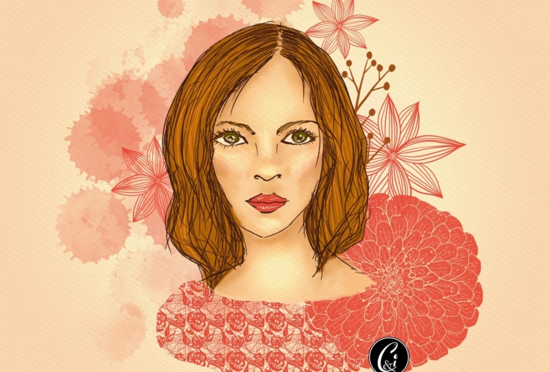Botanical Stamp brush portrait