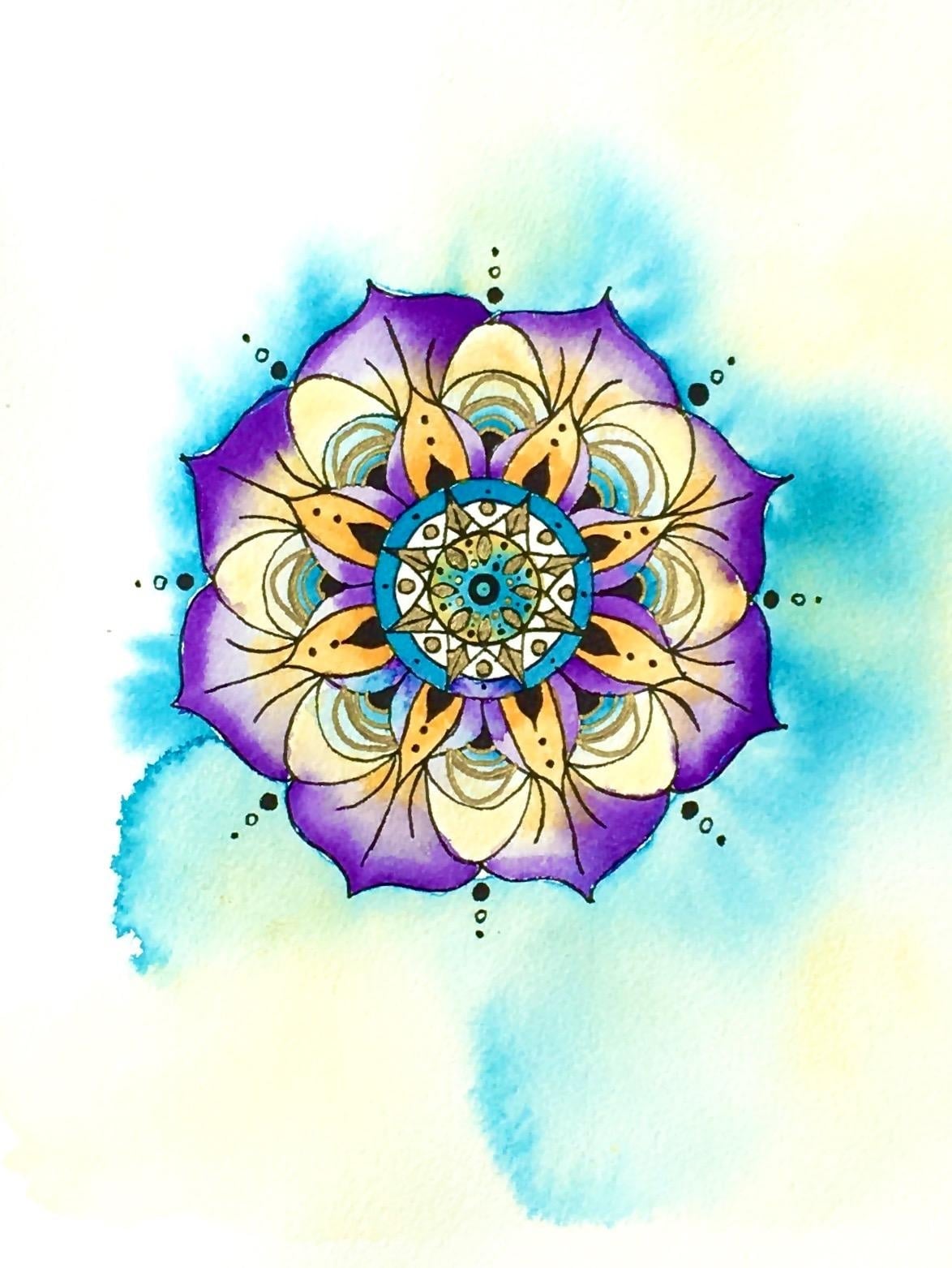 Purple Flower Mandala - student project
