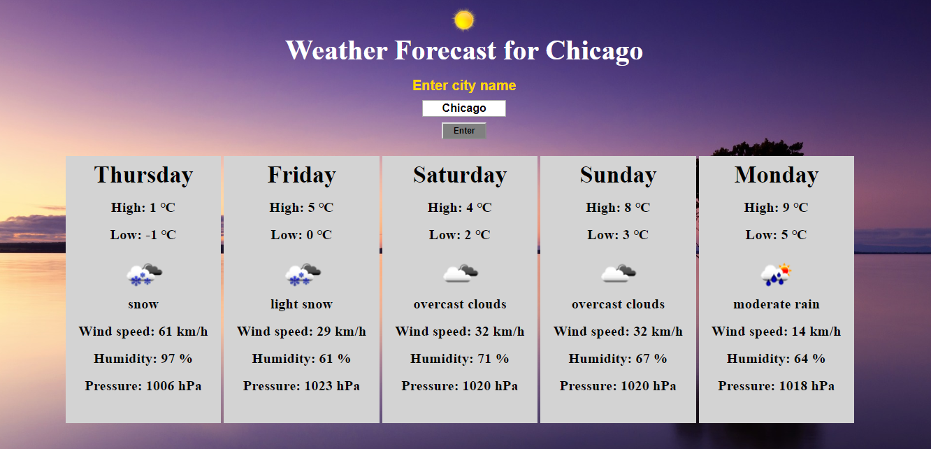 Weather Forecast - student project