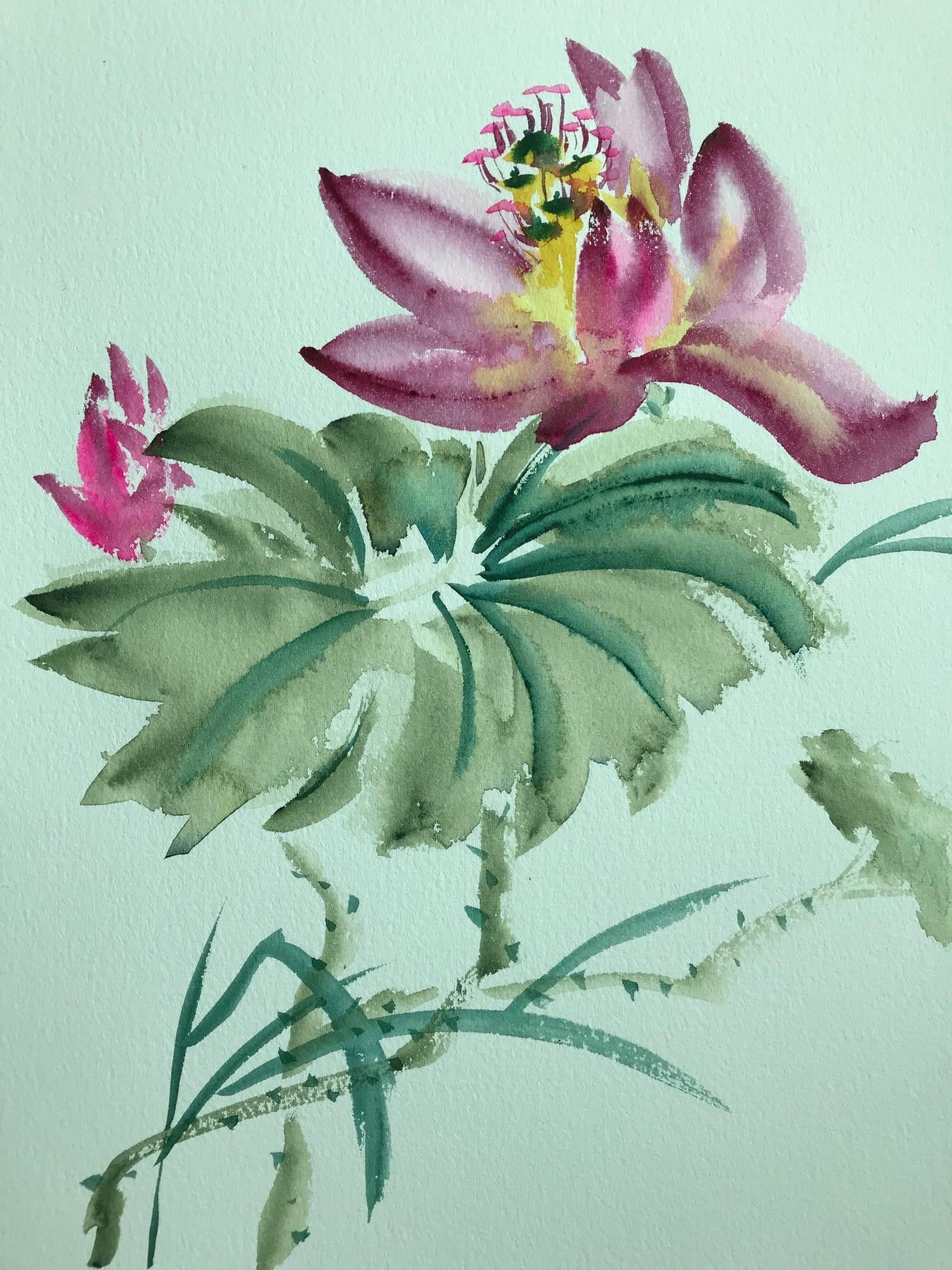 Lotus Flower with Watercolor - student project