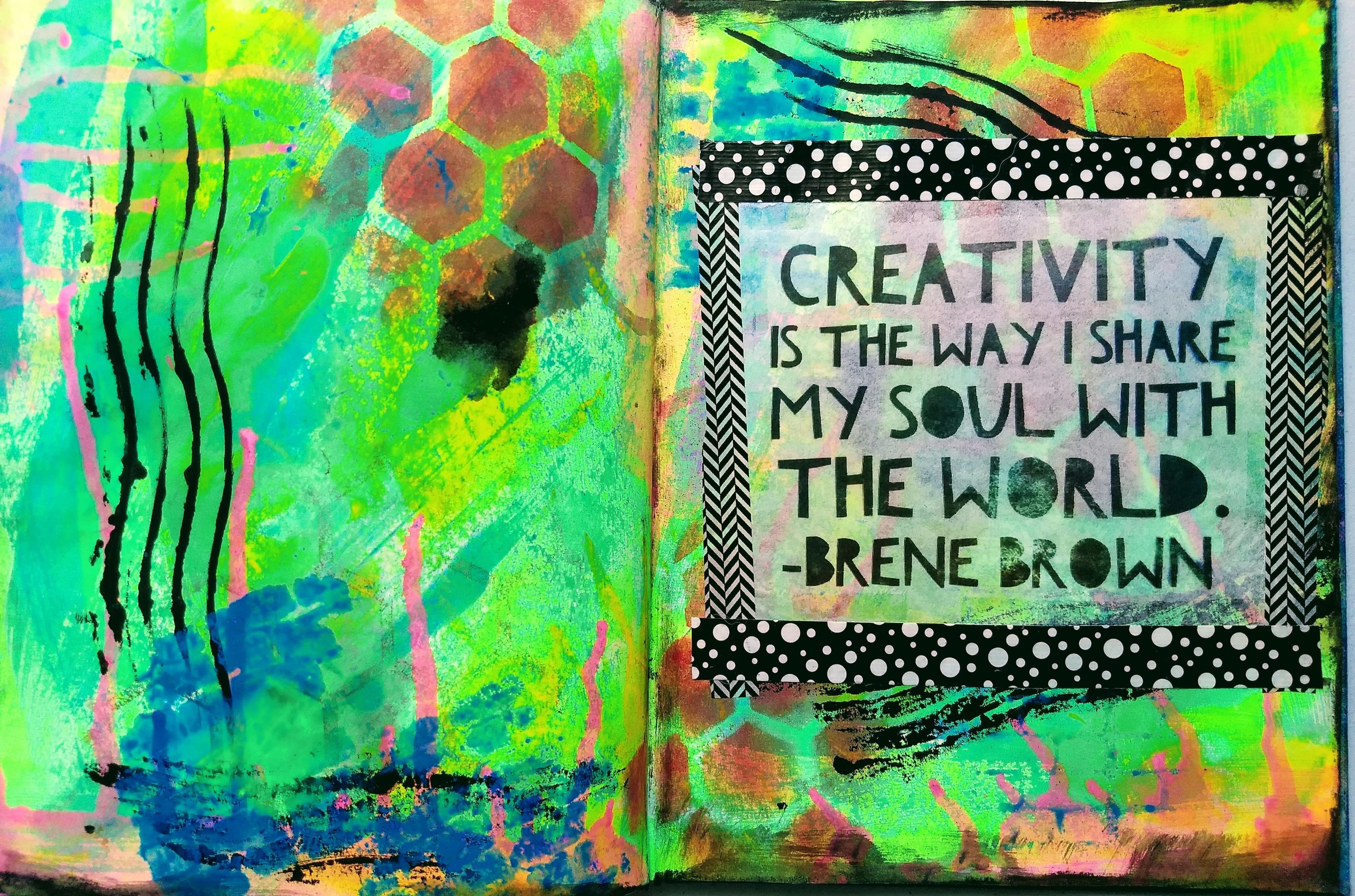 Art Journal: Mixed Media Background with Quote - student project