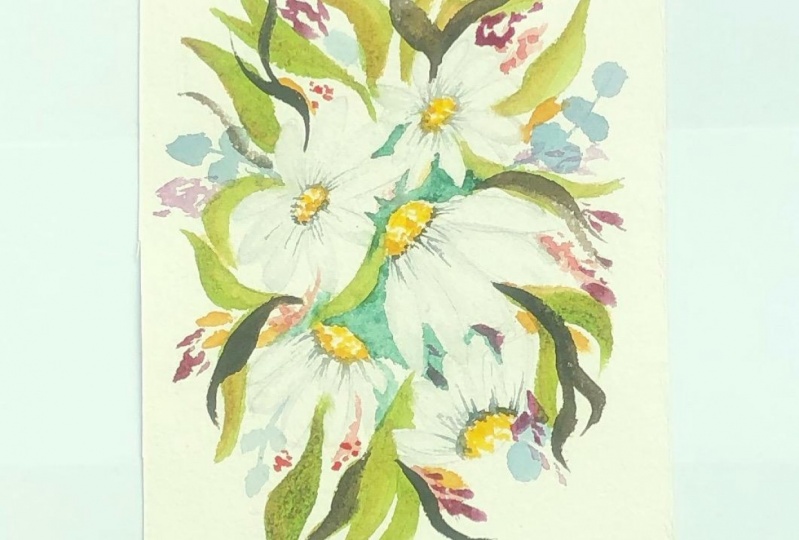 Watercolor daisies