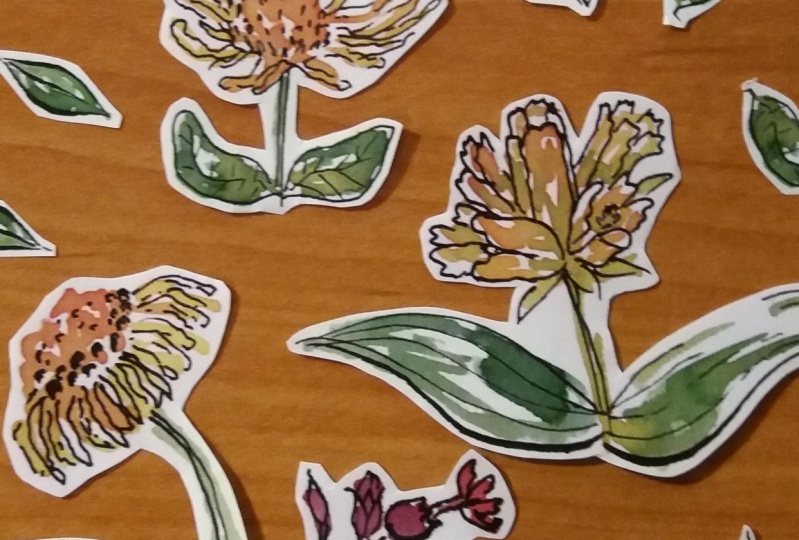 Spring flowers sticker set