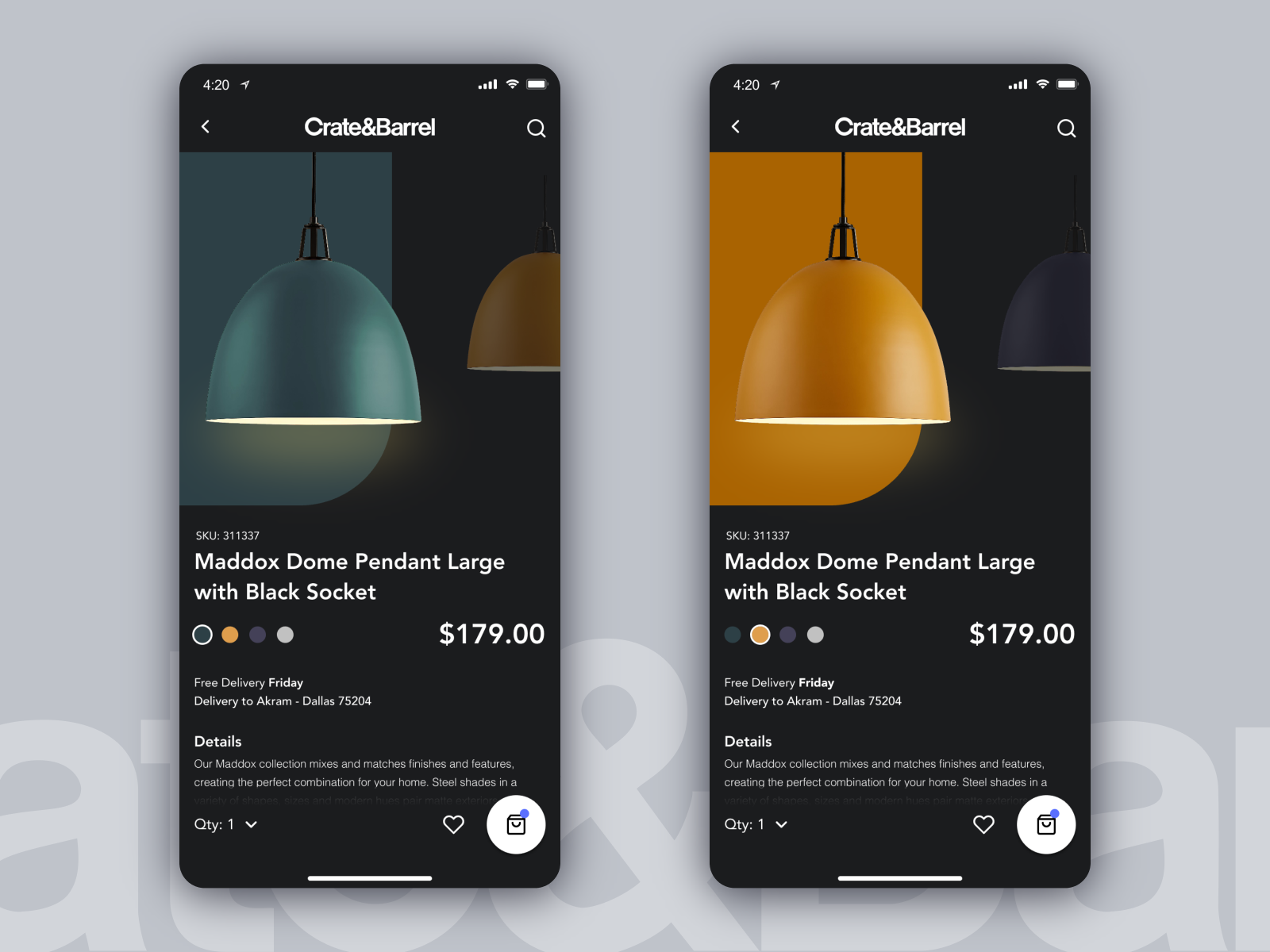 Product screen - Add to cart - student project