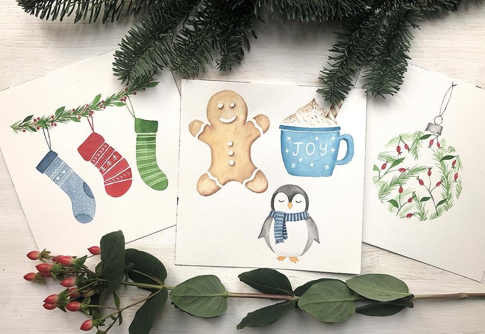Fun & Easy Winter Watercolour Projects - student project