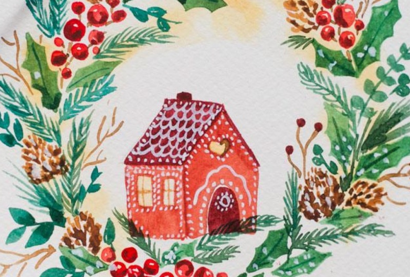 Watercolor Xmas cards