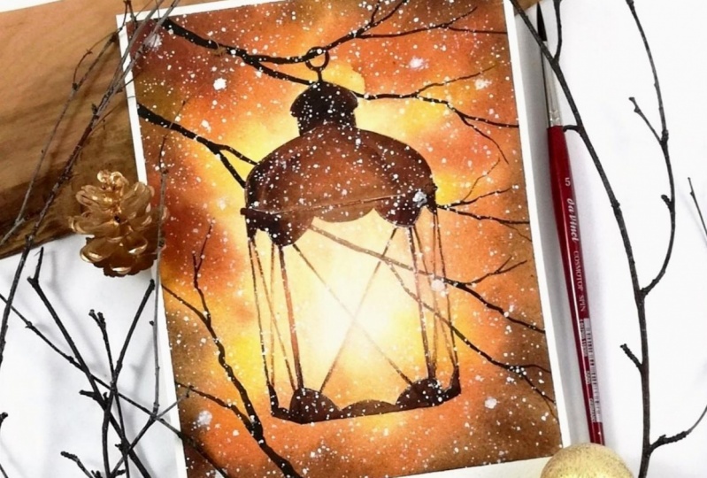 Watercolor holiday cards