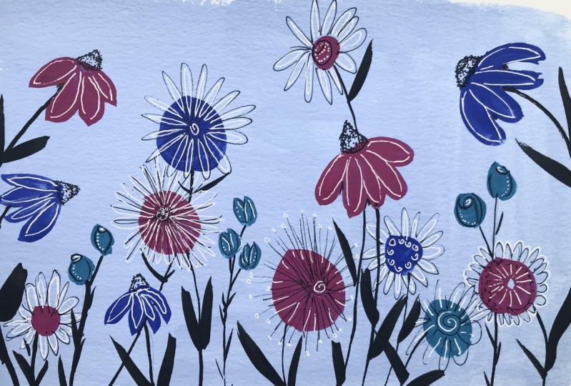 Gouache Flower Doodles