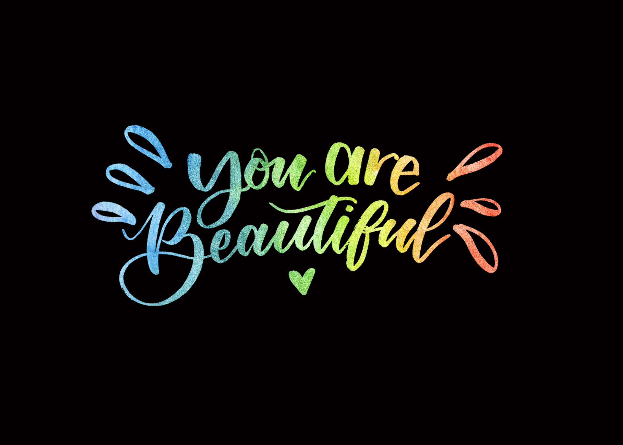 Brush Lettering with Rainbow Background - student project