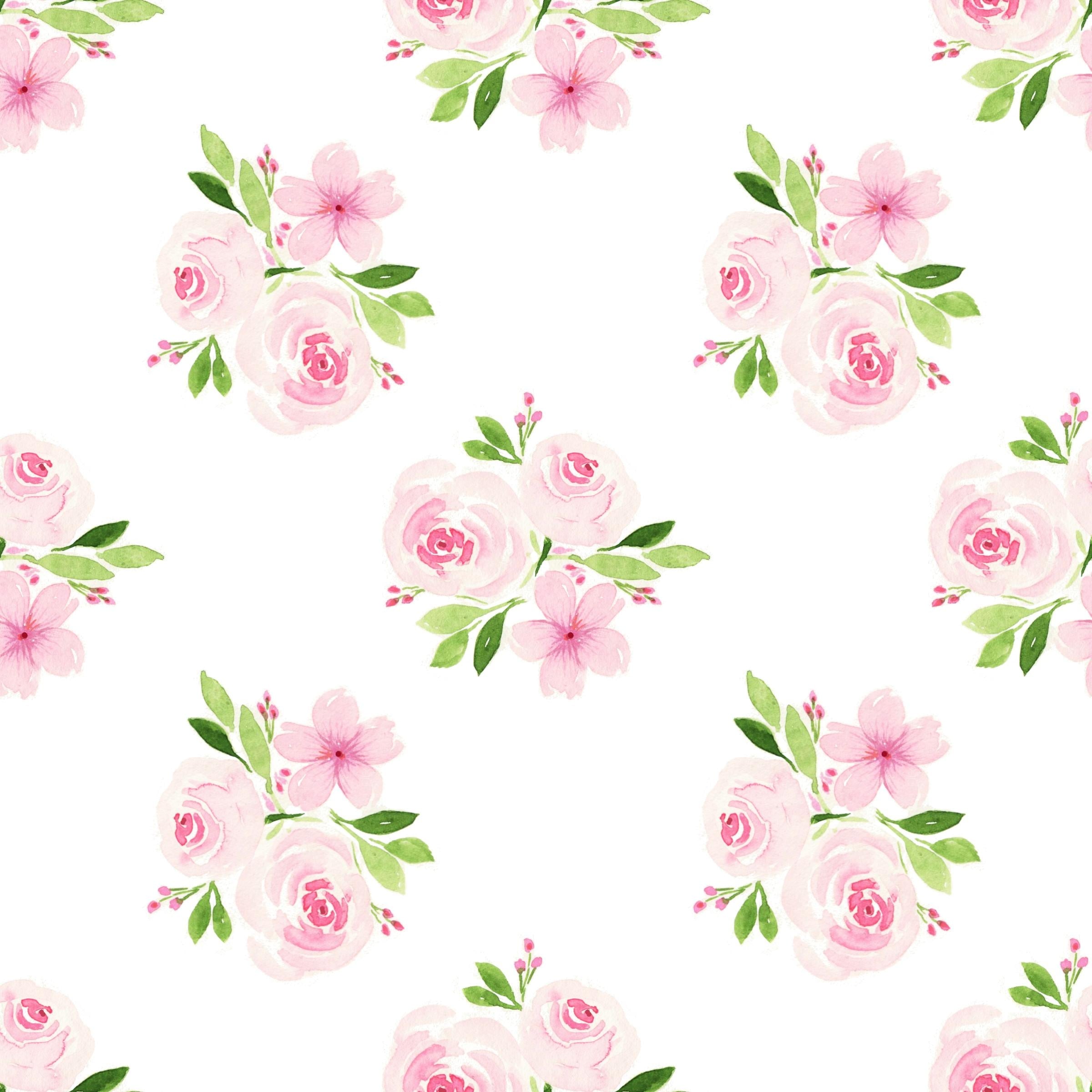 Watercolor rose bouquet simple repeat pattern - student project