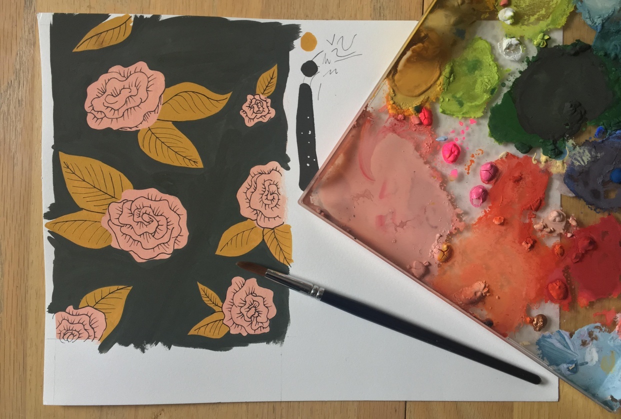 Floral Print Greeting Card for Etsy - student project