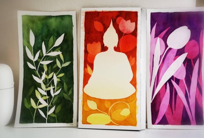 Watercolor negative painting