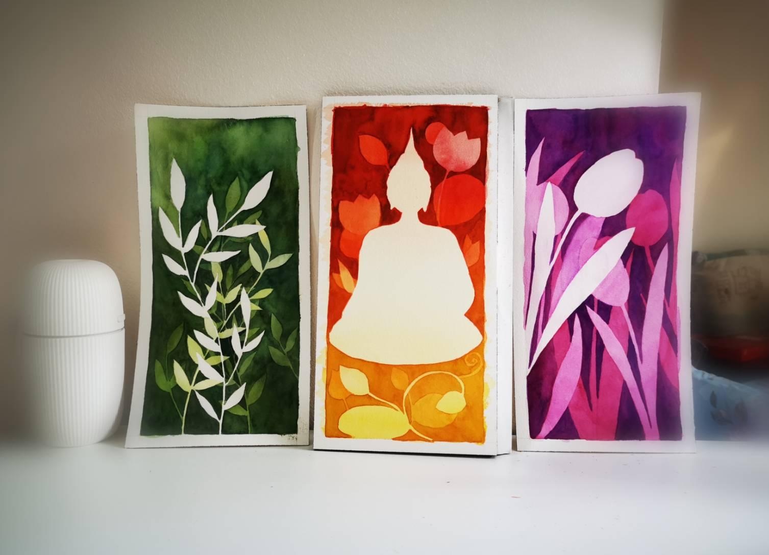 Watercolor negative painting