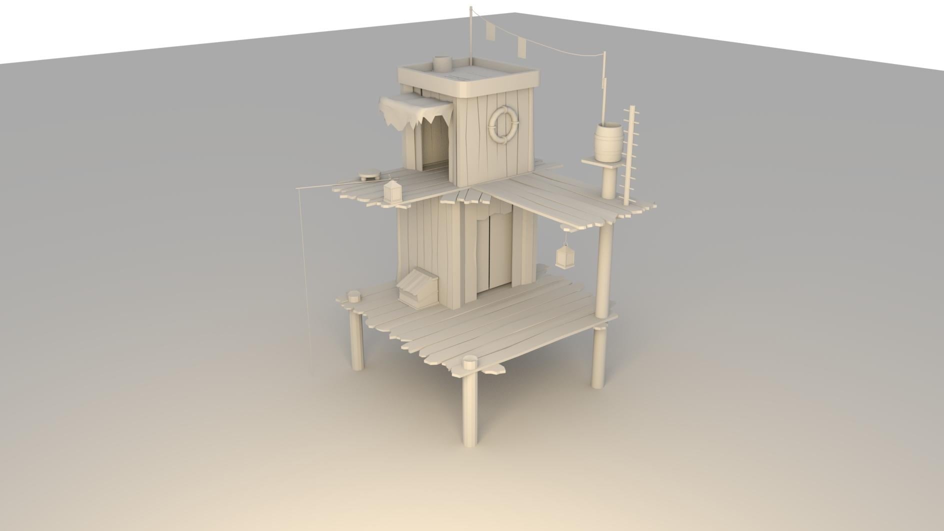 Low Poly Fishing  House - student project