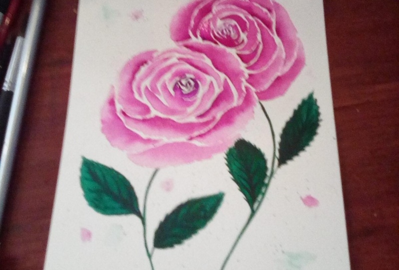 Loose watercolor roses