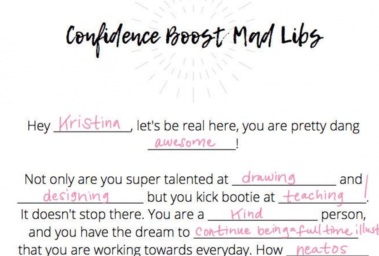 Kristina's Confidence Boost Mad Libs - student project