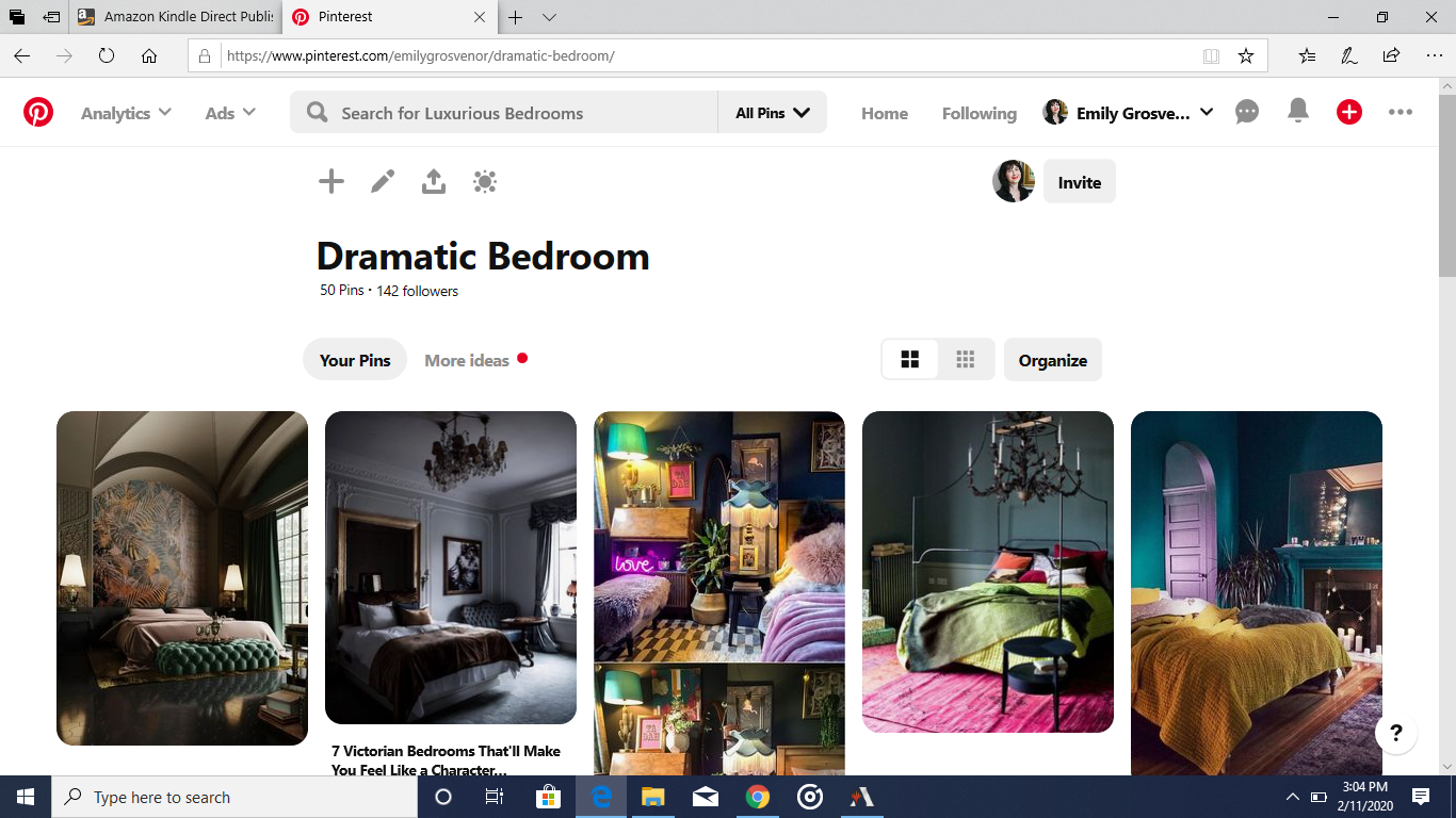 Dramatic Bedrooms Pinterest Board - student project