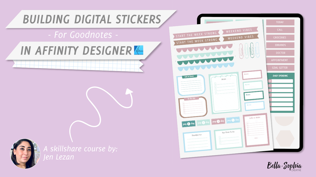 Designing Digital Stickers in Affinity Designer by Jen Lezan