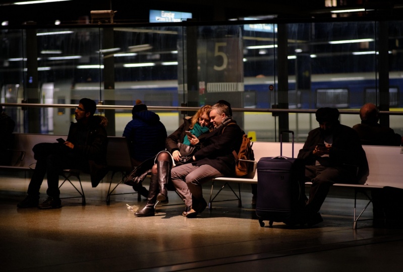 Couple at Train Station.