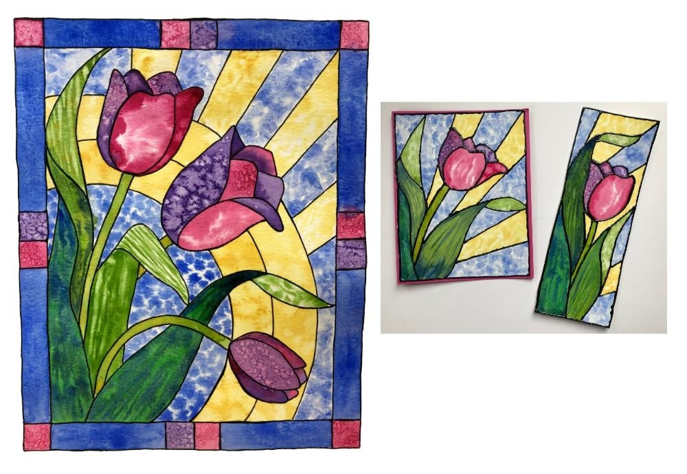 Stained Glass Tulips - student project