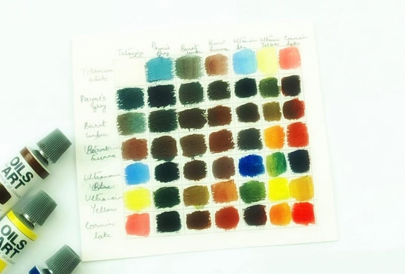 Oil paint color chart