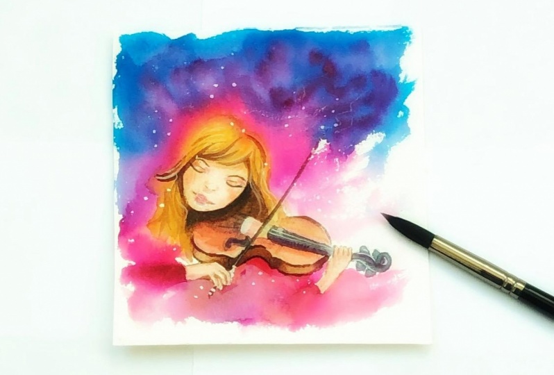 Dreamy watercolor portrait