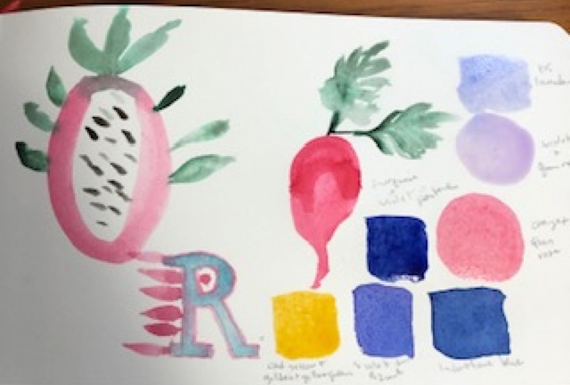 veggies, an R and the colors