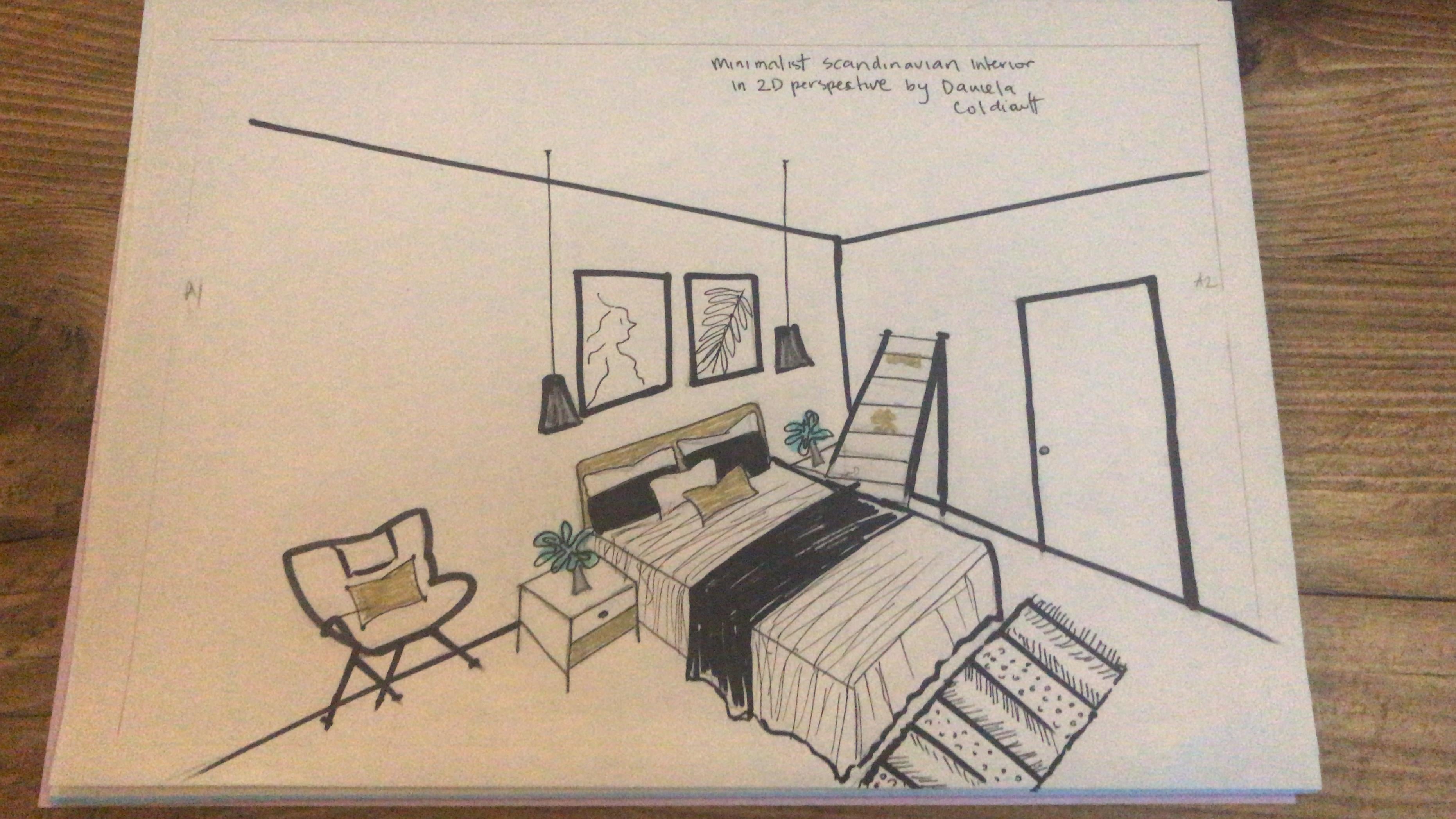 Minimalist Scandi Bedroom Interior - student project