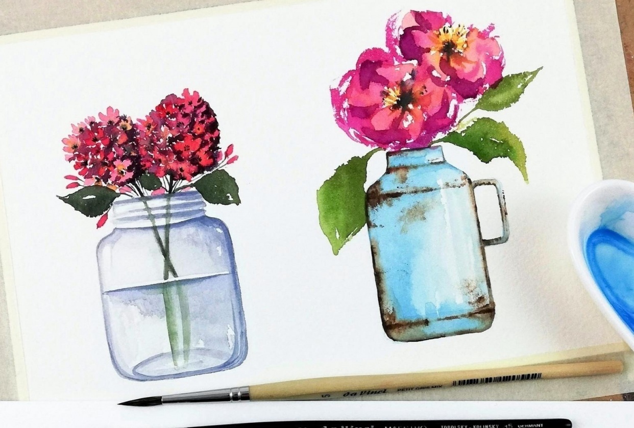 Florals and pots illustration fun! - student project