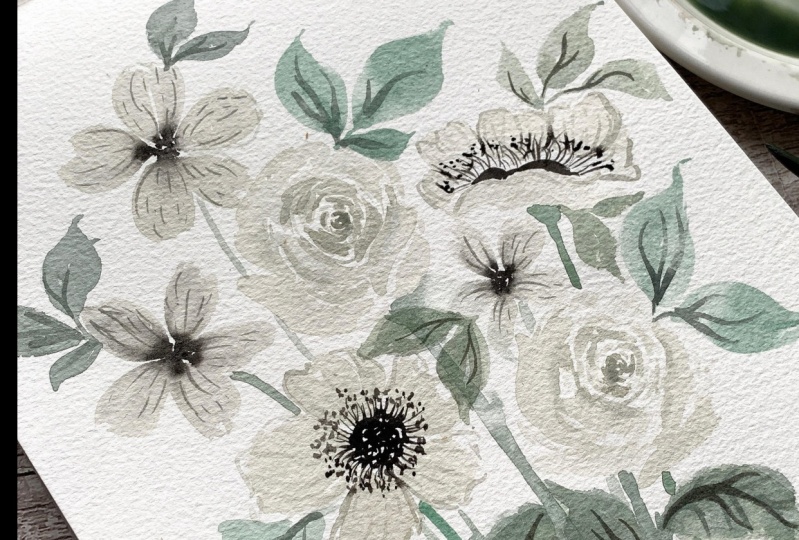 Pretty White Watercolour Florals