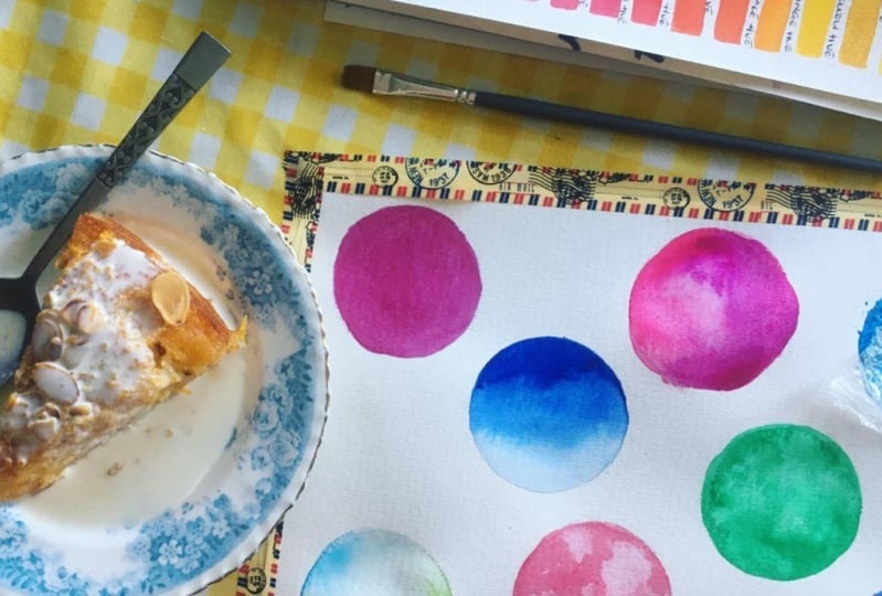 Beginners watercolour techniques sampler
