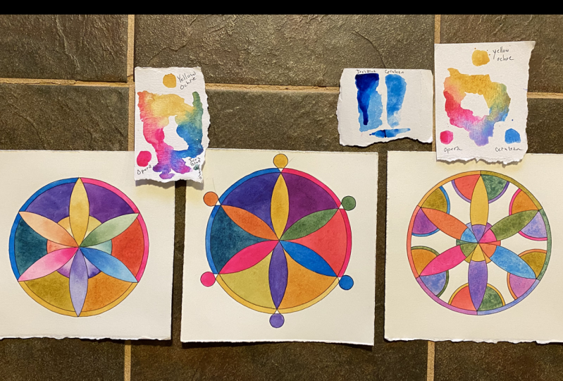 Flower Petal Color Wheel Mandala variations