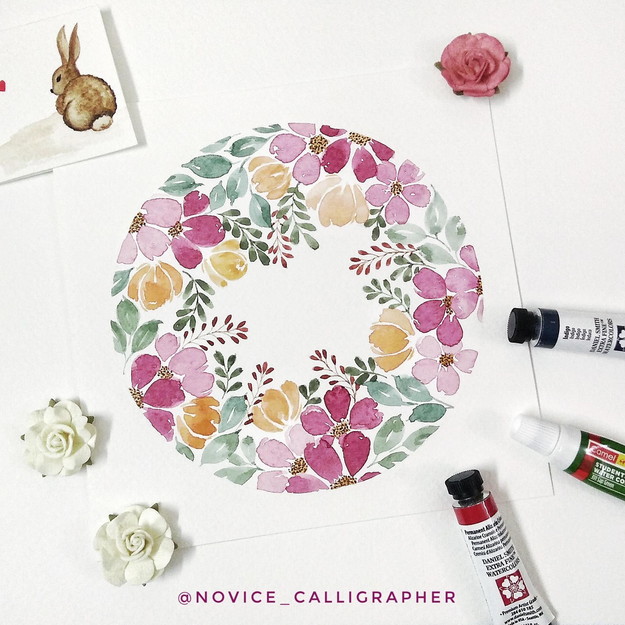 Vintage floral wreath - student project