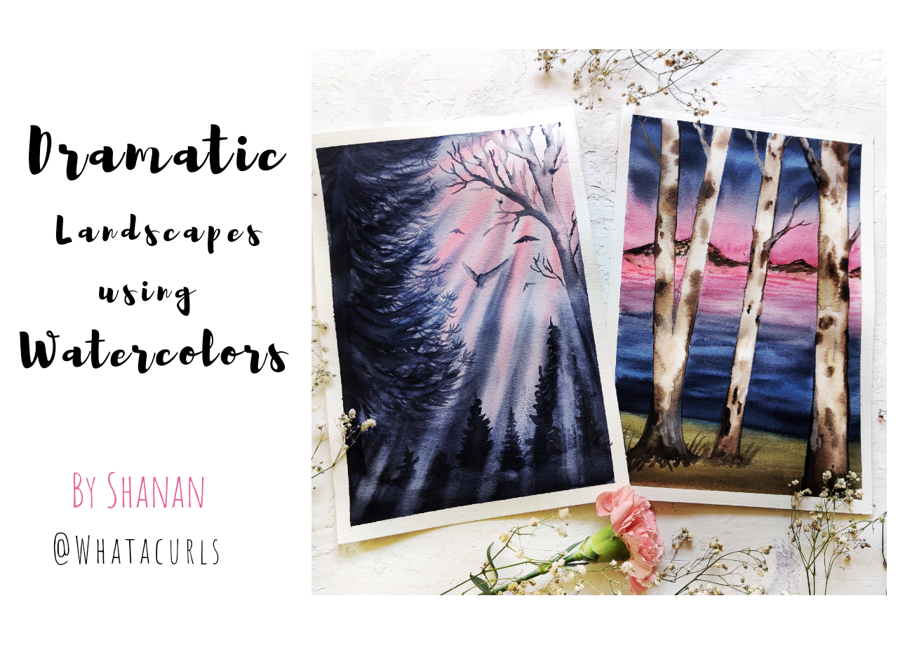 Dramatic Landscapes using Watercolors - student project