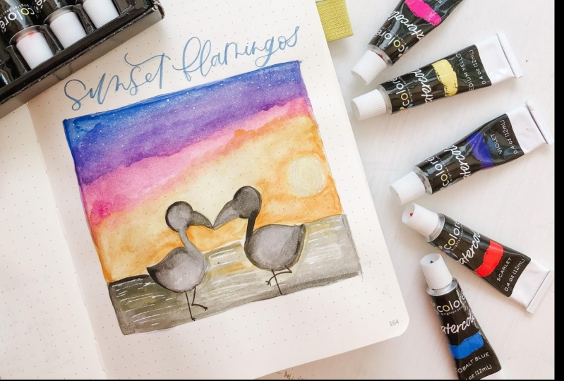 Sunset Flamingos