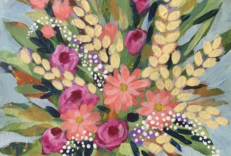 Clair Bremner Painting loose flowers in acrylic