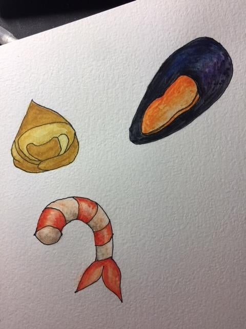 tortelini mussel shrimp - student project