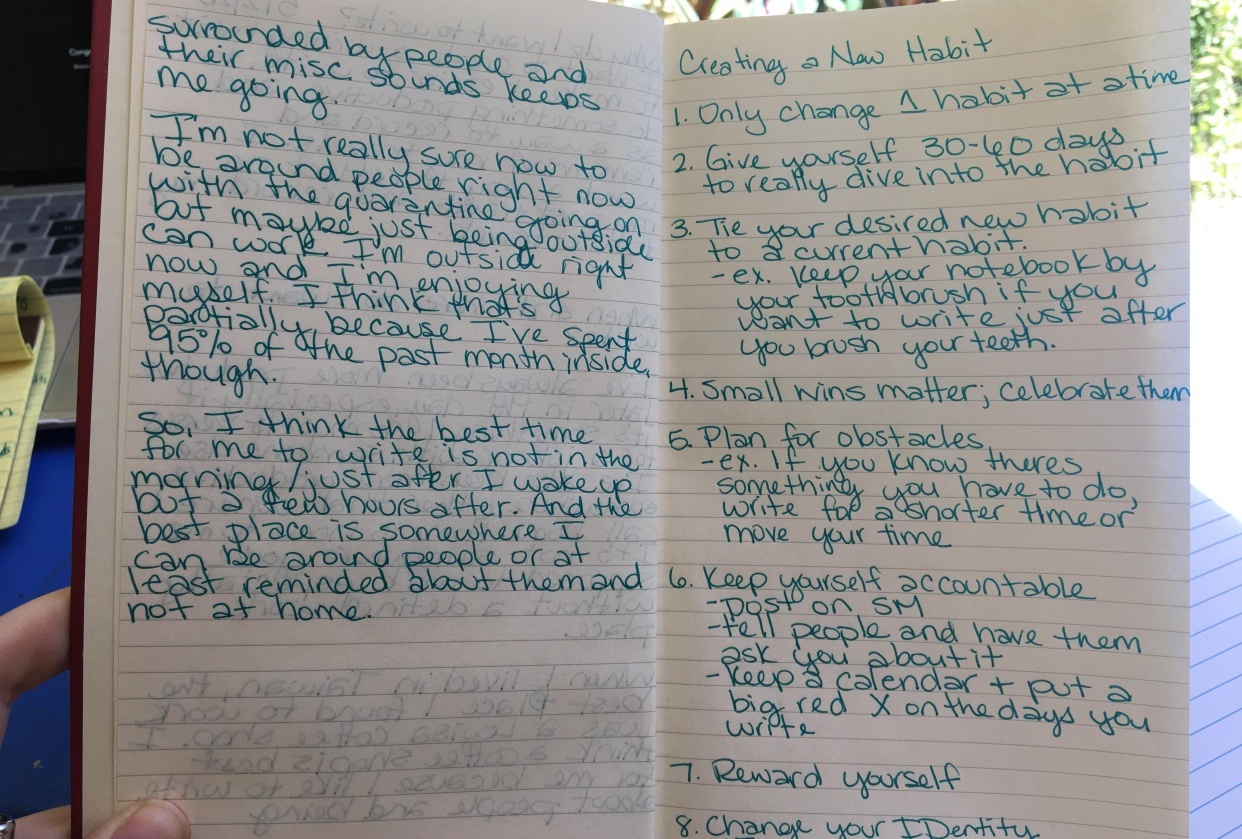 I'm going to actually use this Writer's Notebook. - student project
