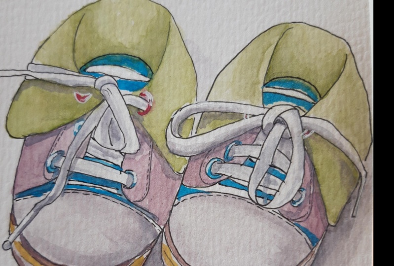 Watercolor Illustration Learn how to paint a baby shoe in Watercolors