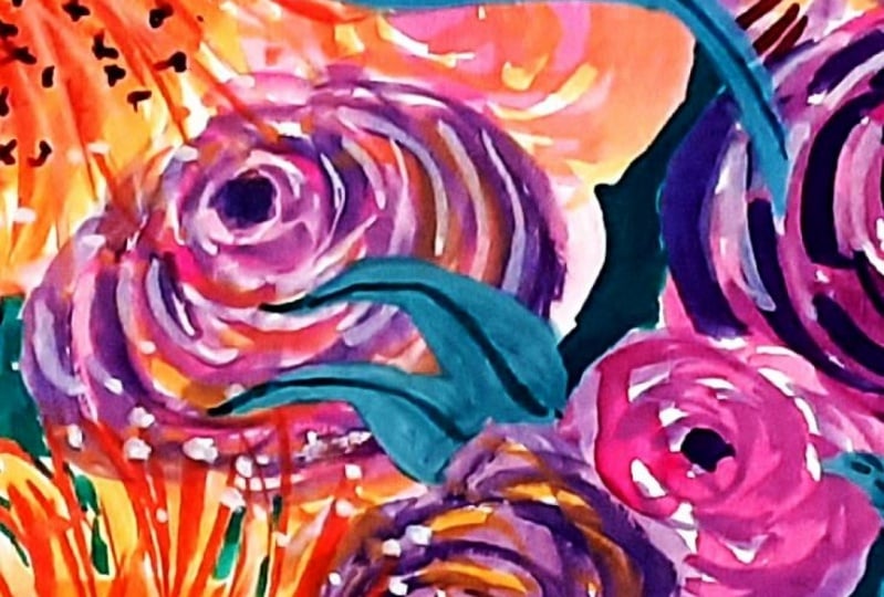 First Attempt with Gouache Flowers