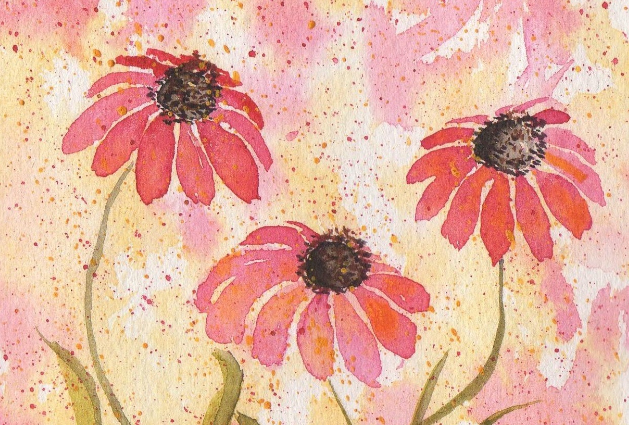 Expressive Watercolor Florals - student project