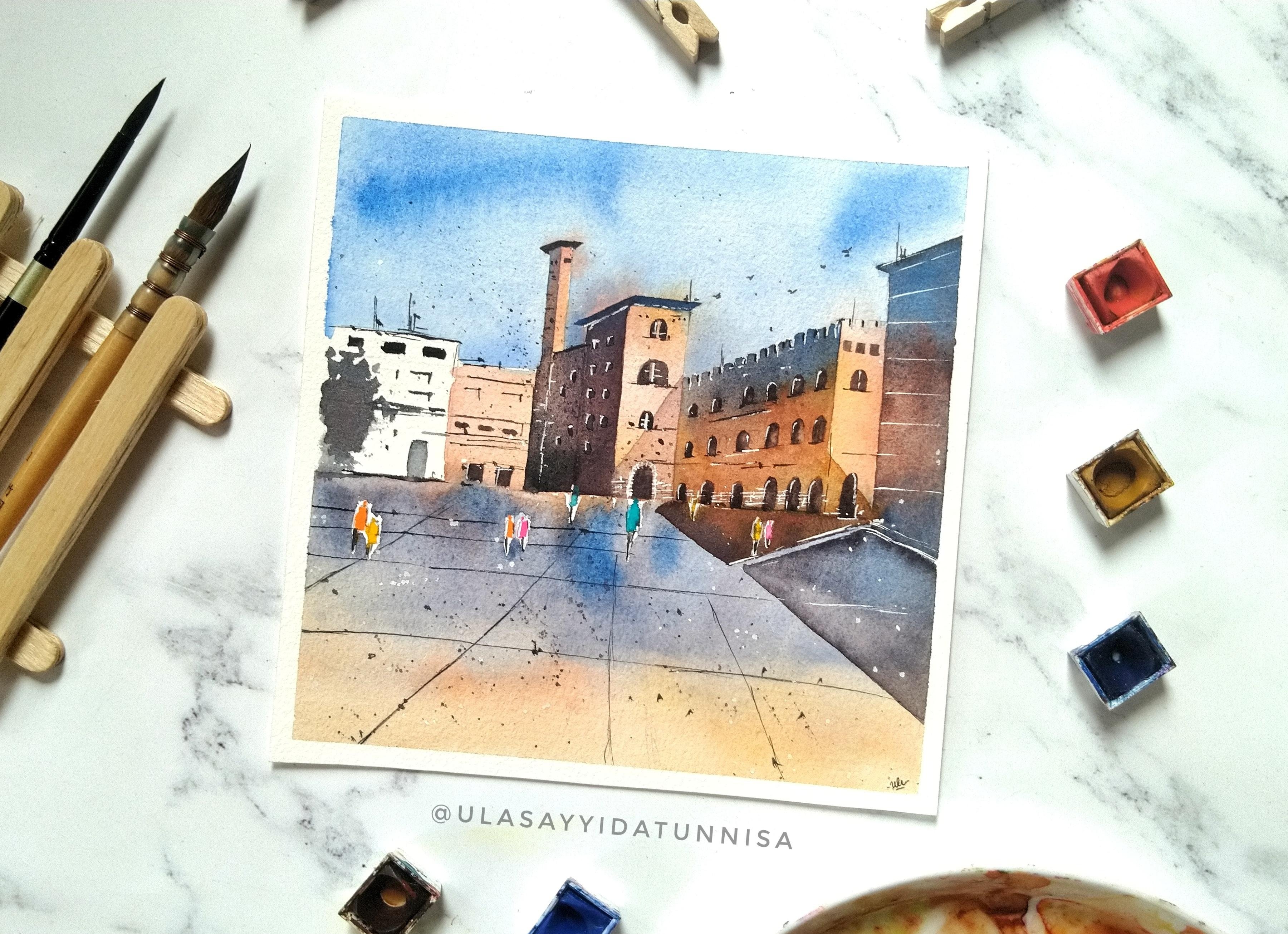Final project from Sweta's class : watercolour cityscape - student project