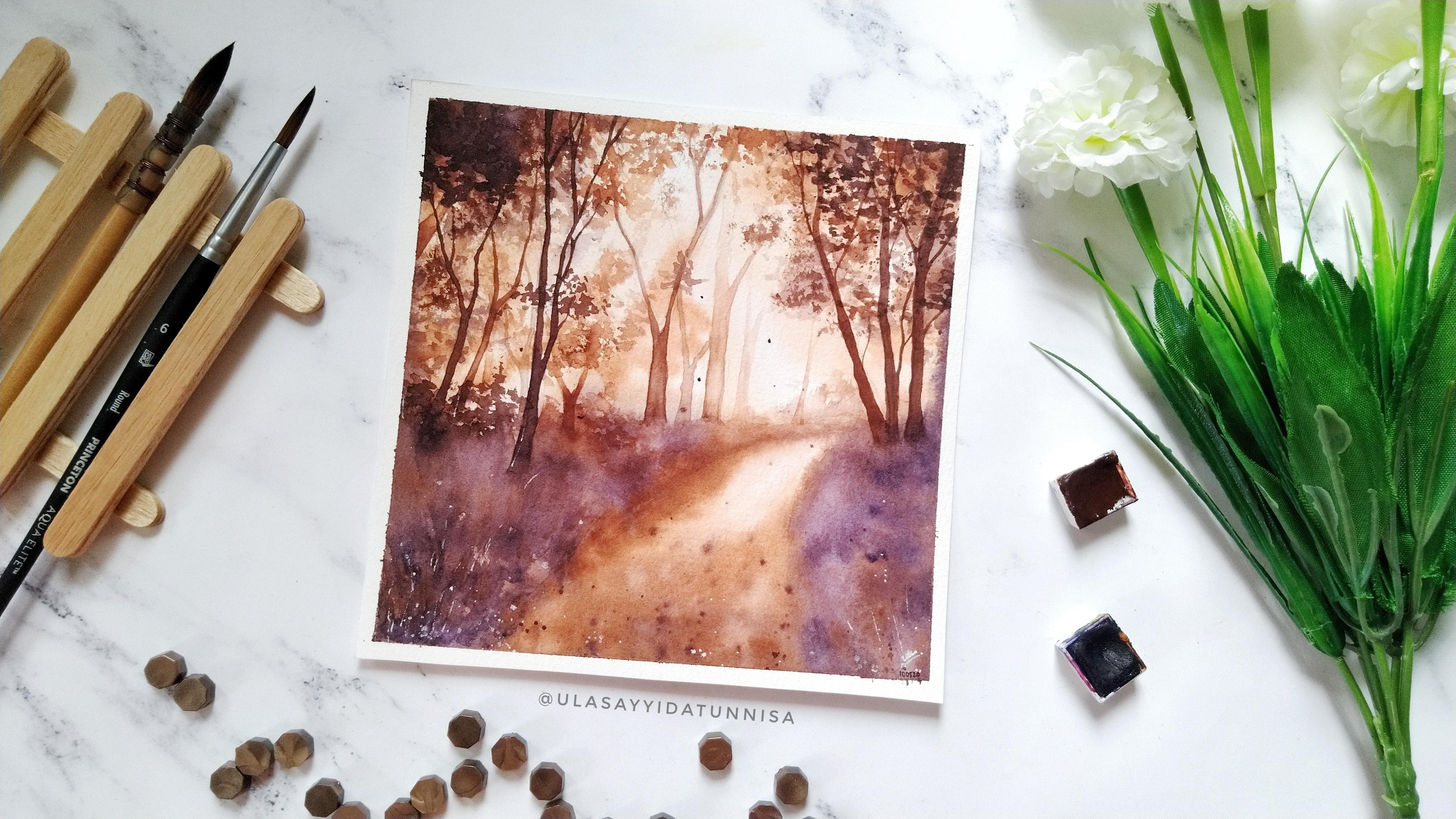 Final projects of Maria's class : watercolour light in the forest - student project