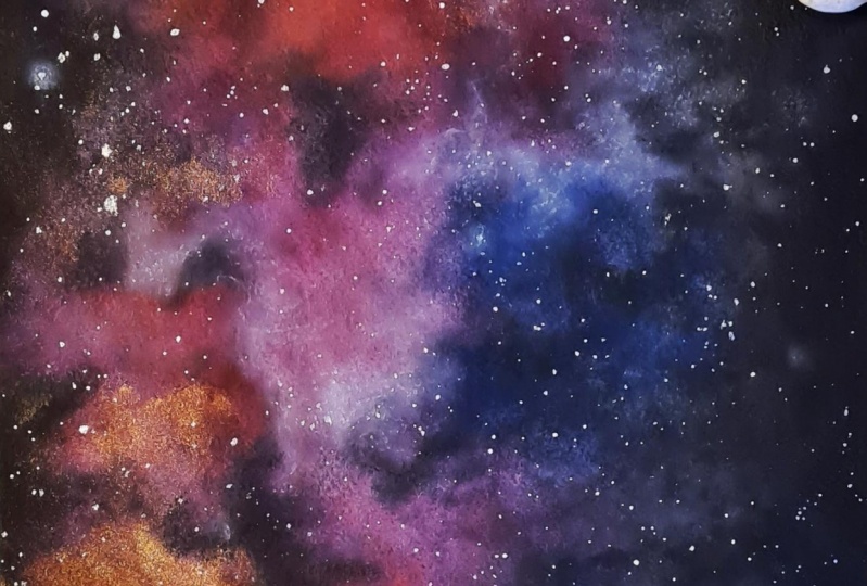 first attempt painting watercolor nebula